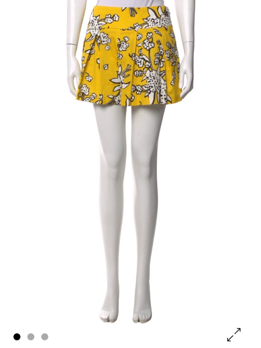 RED Valentino Yellow Floral Pleated Skort with Contrast Print